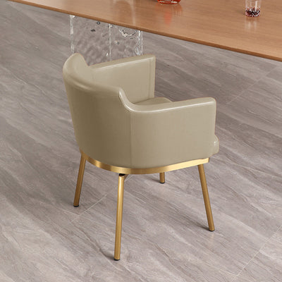 Modern Minimalist Square Half Round Rotatable Leather Metal Dining Chair Backrest Armrest For Dining Room