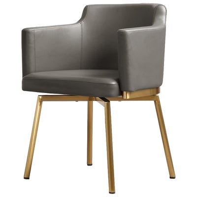 Modern Minimalist Square Half Round Rotatable Leather Metal Dining Chair Backrest Armrest For Dining Room