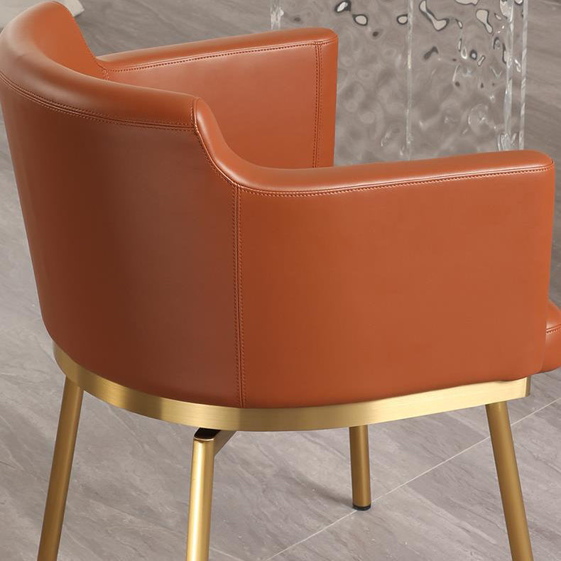 Modern Minimalist Square Half Round Rotatable Leather Metal Dining Chair Backrest Armrest For Dining Room