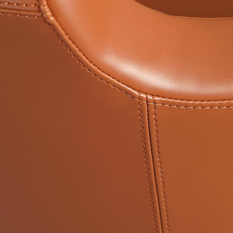 Modern Minimalist Square Half Round Rotatable Leather Metal Dining Chair Backrest Armrest For Dining Room