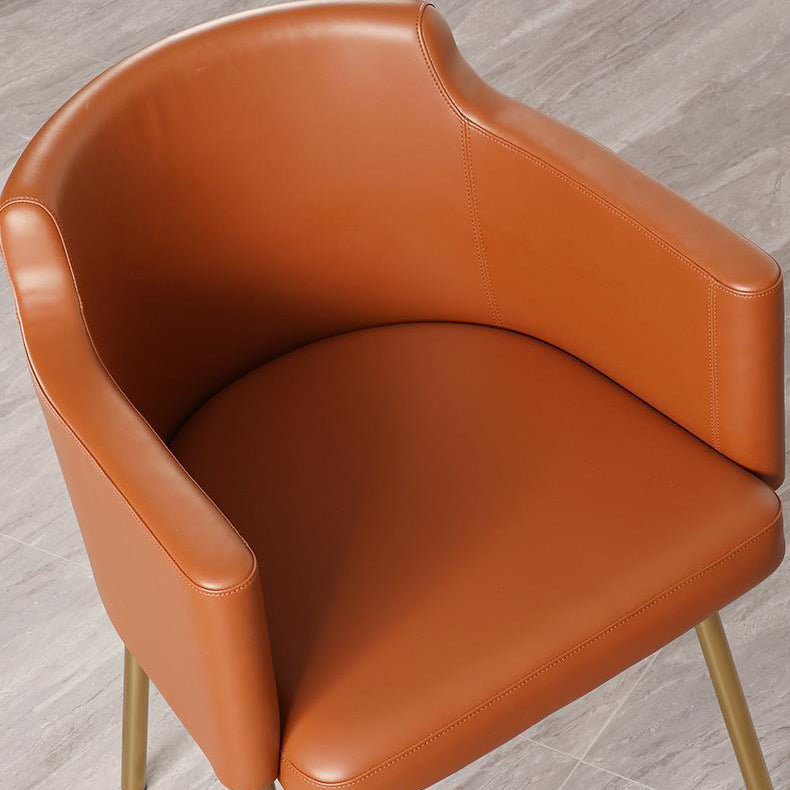 Modern Minimalist Square Half Round Rotatable Leather Metal Dining Chair Backrest Armrest For Dining Room