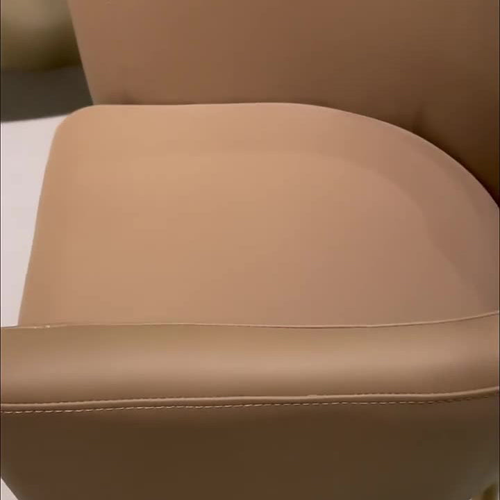 Modern Minimalist Square Half Round Rotatable Leather Metal Dining Chair Backrest Armrest For Dining Room
