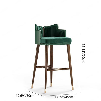 Contemporary Nordic Fabric Stainless Steel Semi-Circular Bar Stool With Low Backrest For Living Room & Dining Room