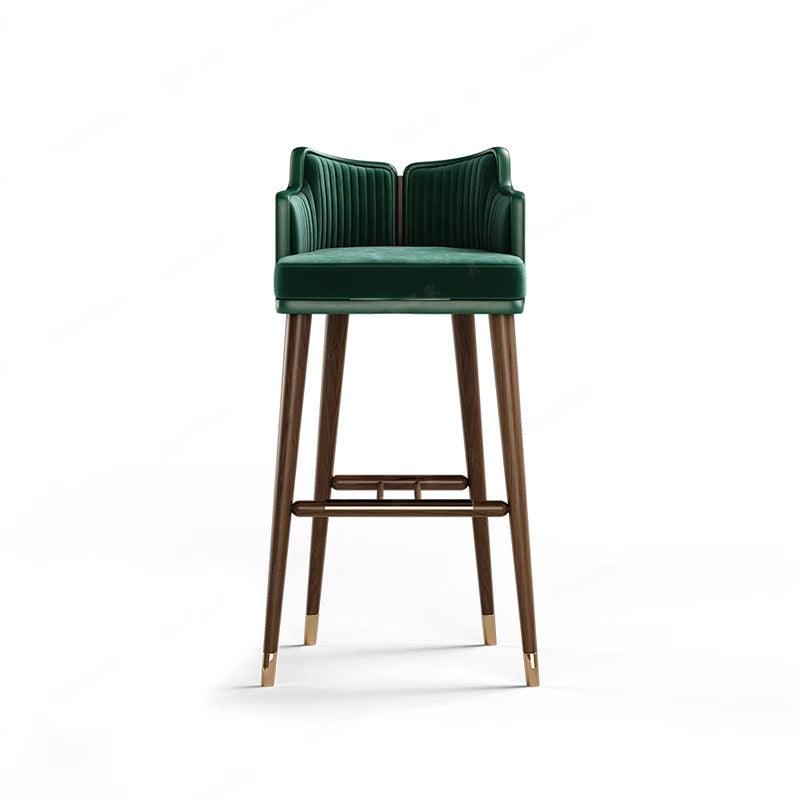 Contemporary Nordic Fabric Stainless Steel Semi-Circular Bar Stool With Low Backrest For Living Room & Dining Room