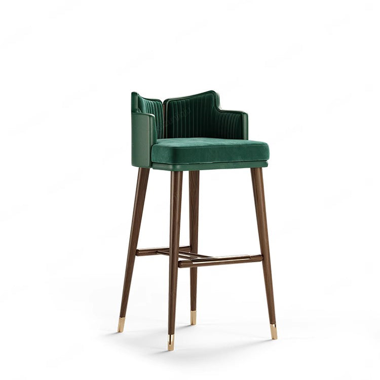 Contemporary Nordic Fabric Stainless Steel Semi-Circular Bar Stool With Low Backrest For Living Room & Dining Room