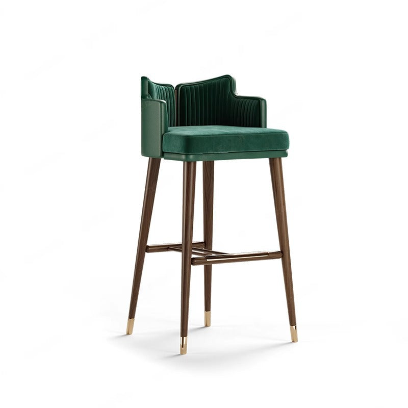 Contemporary Nordic Fabric Stainless Steel Semi-Circular Bar Stool With Low Backrest For Living Room & Dining Room