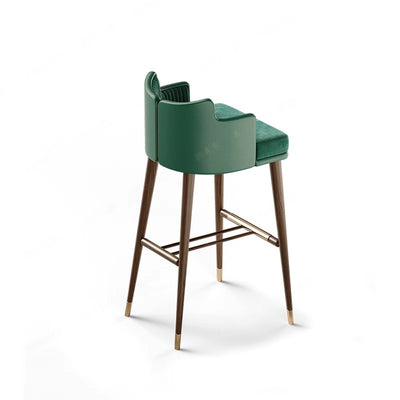 Contemporary Nordic Fabric Stainless Steel Semi-Circular Bar Stool With Low Backrest For Living Room & Dining Room