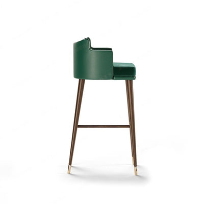 Contemporary Nordic Fabric Stainless Steel Semi-Circular Bar Stool With Low Backrest For Living Room & Dining Room