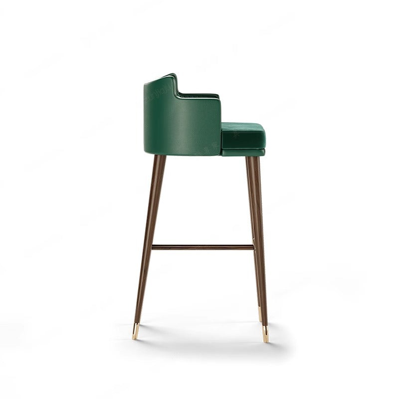 Contemporary Nordic Fabric Stainless Steel Semi-Circular Bar Stool With Low Backrest For Living Room & Dining Room