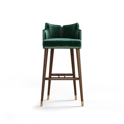 Contemporary Nordic Fabric Stainless Steel Semi-Circular Bar Stool With Low Backrest For Living Room & Dining Room