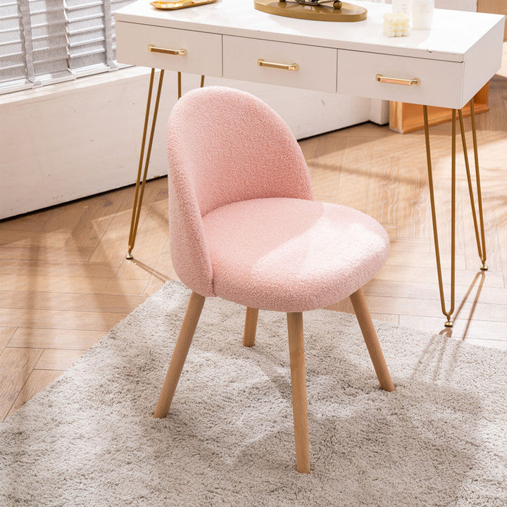 Tabouret de coiffeuse rond en bois de fer en velours scandinave contemporain avec dossier pour chambre 