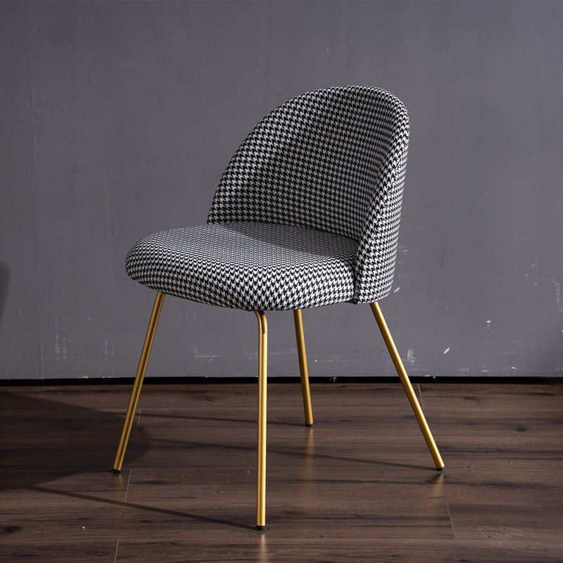Tabouret de coiffeuse rond en bois de fer en velours scandinave contemporain avec dossier pour chambre 