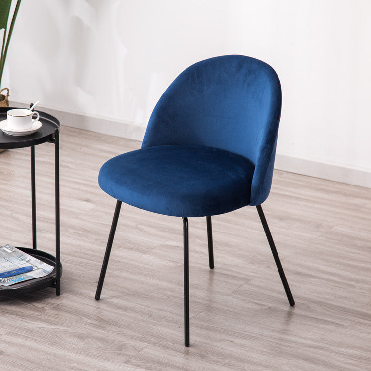 Tabouret de coiffeuse rond en bois de fer en velours scandinave contemporain avec dossier pour chambre 