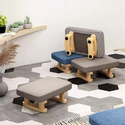 Tabouret bas rectangulaire en bois scandinave contemporain avec tissu éponge pour entrée 