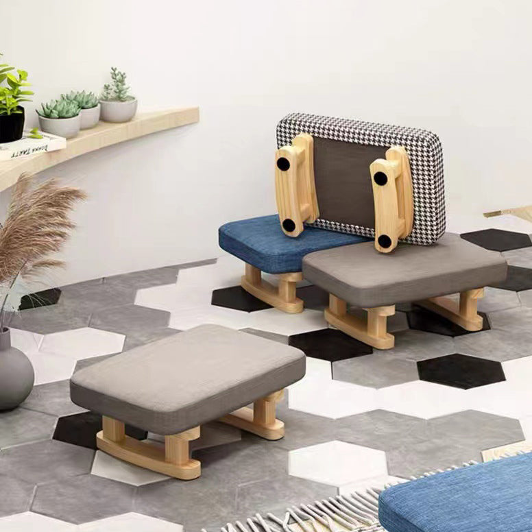 Tabouret bas rectangulaire en bois scandinave contemporain avec tissu éponge pour entrée 