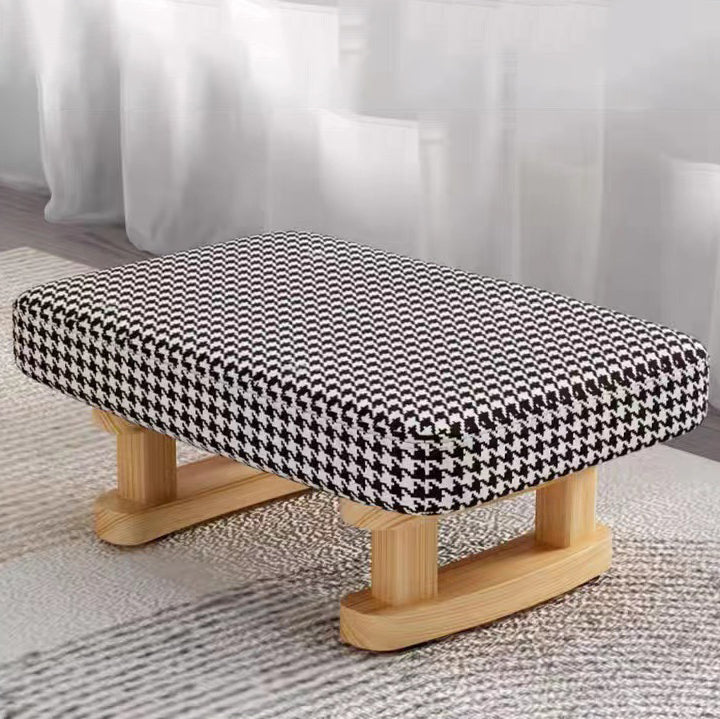 Tabouret bas rectangulaire en bois scandinave contemporain avec tissu éponge pour entrée 