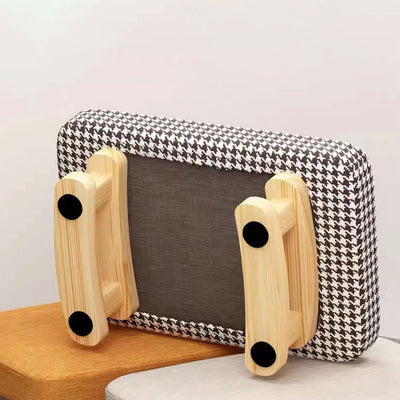 Tabouret bas rectangulaire en bois scandinave contemporain avec tissu éponge pour entrée 