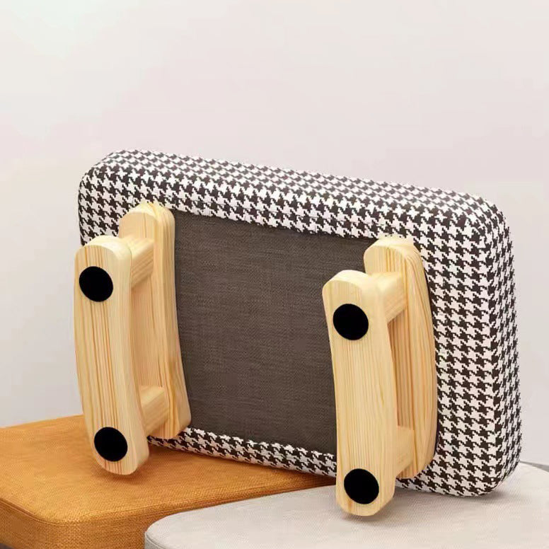 Tabouret bas rectangulaire en bois scandinave contemporain avec tissu éponge pour entrée 