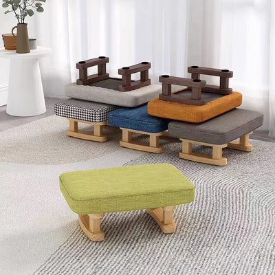 Tabouret bas rectangulaire en bois scandinave contemporain avec tissu éponge pour entrée 