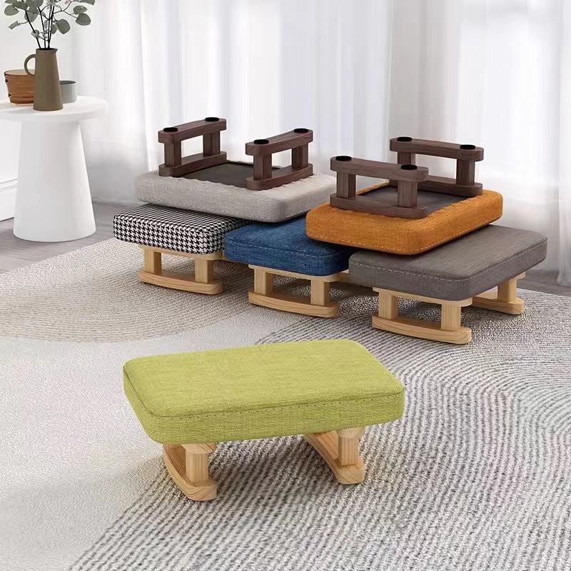 Tabouret bas rectangulaire en bois scandinave contemporain avec tissu éponge pour entrée 