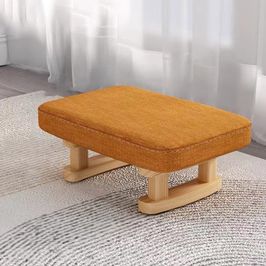Tabouret bas rectangulaire en bois scandinave contemporain avec tissu éponge pour entrée 