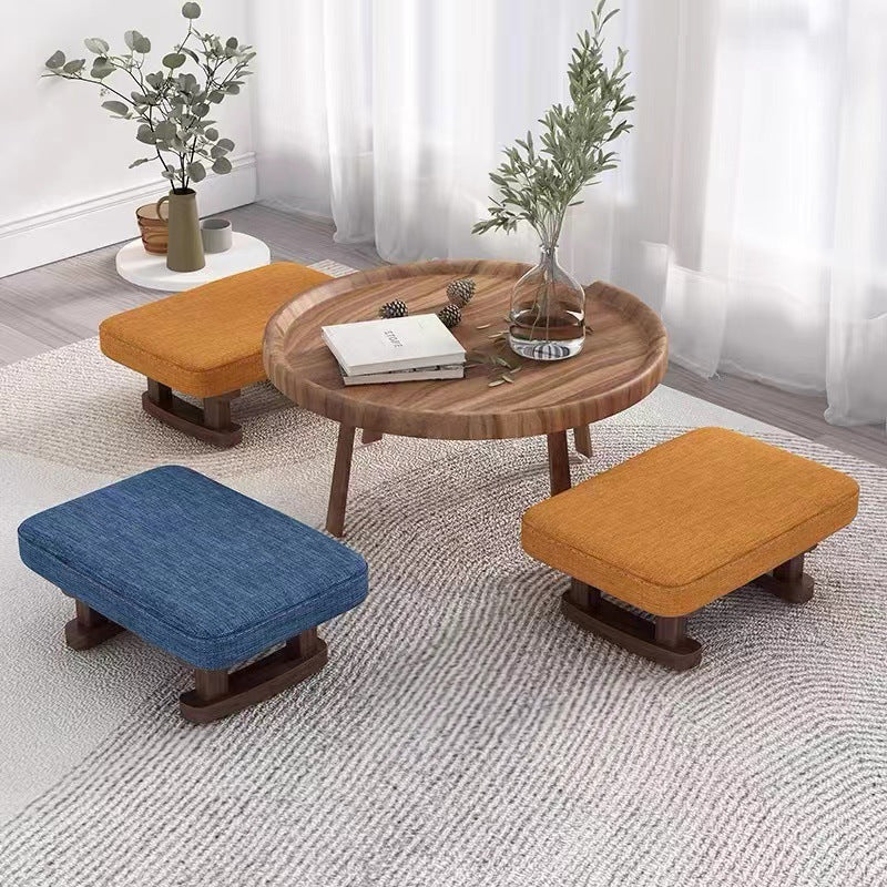Tabouret bas rectangulaire en bois scandinave contemporain avec tissu éponge pour entrée 