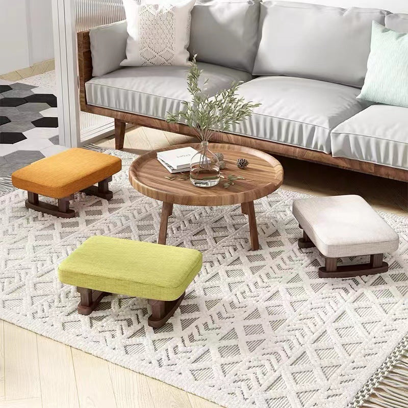Tabouret bas rectangulaire en bois scandinave contemporain avec tissu éponge pour entrée 