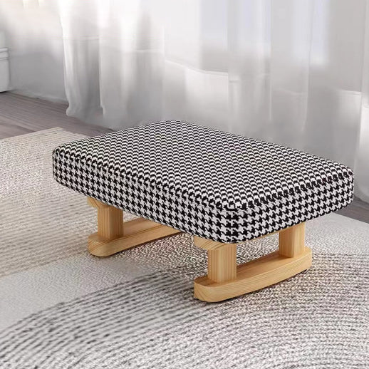 Tabouret bas rectangulaire en bois scandinave contemporain avec tissu éponge pour entrée 