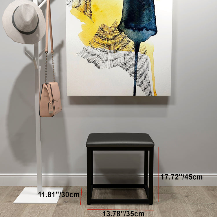 Taburete de tocador cuadrado rectangular sin respaldo de cuero minimalista moderno de hierro y esponja para dormitorio 