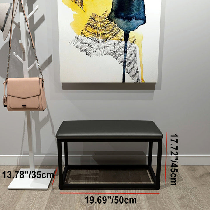 Modern Minimalist PU Leather Iron Sponge Square Rectangular Vanity Stool Backless For Bedroom