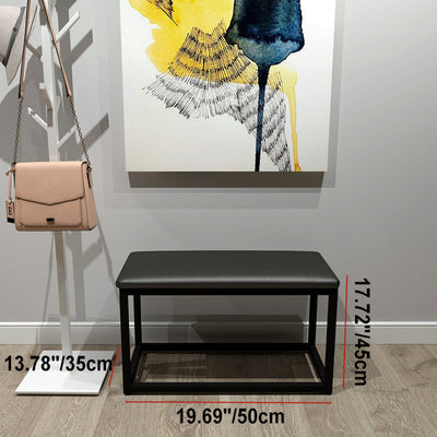 Taburete de tocador cuadrado rectangular sin respaldo de cuero minimalista moderno de hierro y esponja para dormitorio 