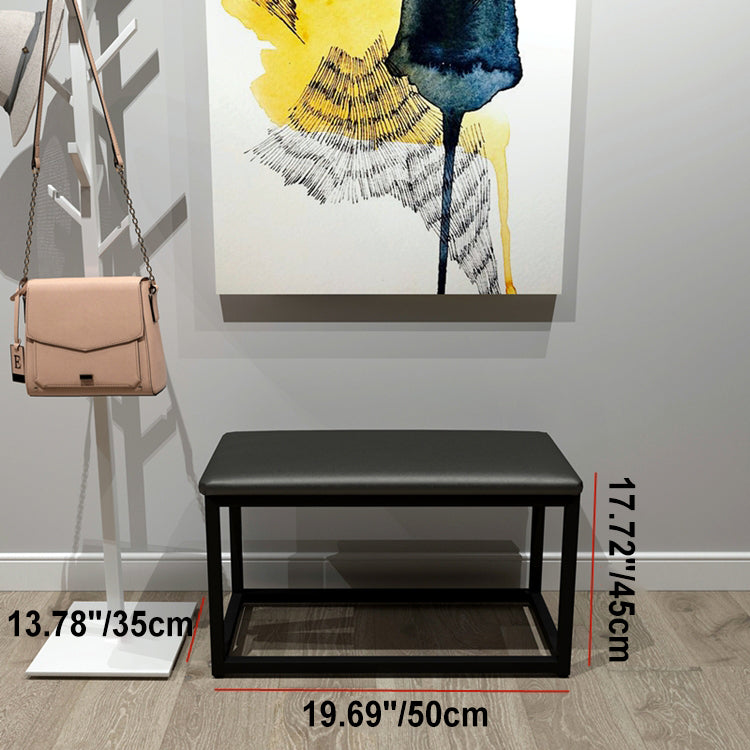 Taburete de tocador cuadrado rectangular sin respaldo de cuero minimalista moderno de hierro y esponja para dormitorio 