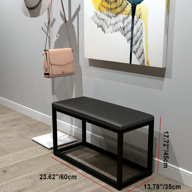 Taburete de tocador cuadrado rectangular sin respaldo de cuero minimalista moderno de hierro y esponja para dormitorio 