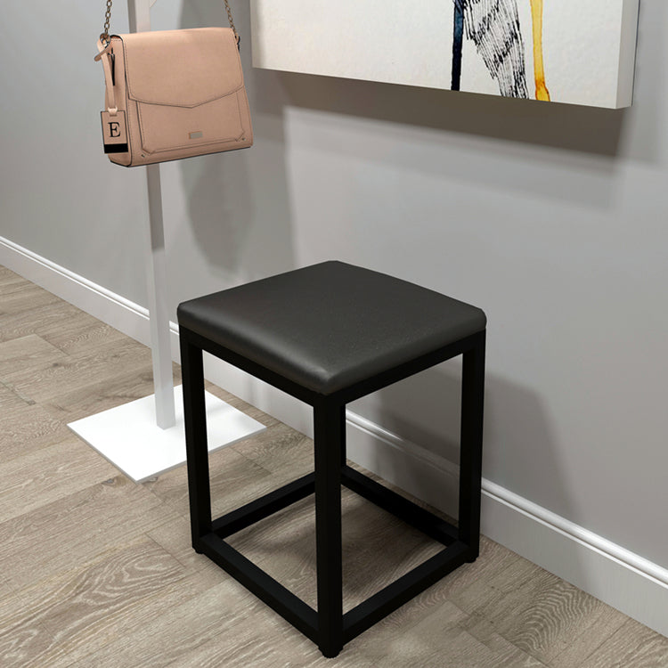 Taburete de tocador cuadrado rectangular sin respaldo de cuero minimalista moderno de hierro y esponja para dormitorio 