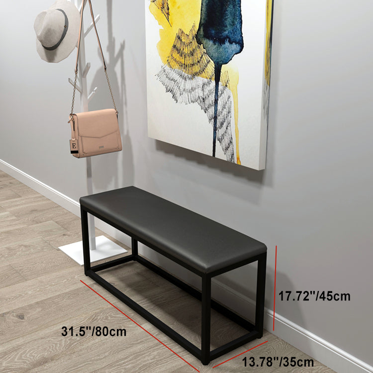 Taburete de tocador cuadrado rectangular sin respaldo de cuero minimalista moderno de hierro y esponja para dormitorio 