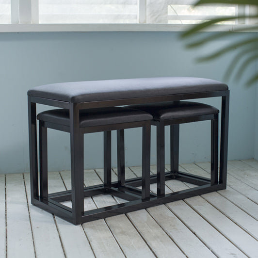 Taburete de tocador cuadrado rectangular sin respaldo de cuero minimalista moderno de hierro y esponja para dormitorio 
