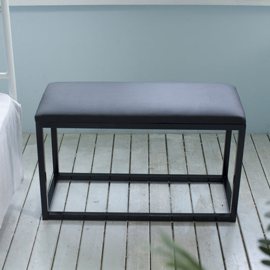 Taburete de tocador cuadrado rectangular sin respaldo de cuero minimalista moderno de hierro y esponja para dormitorio 