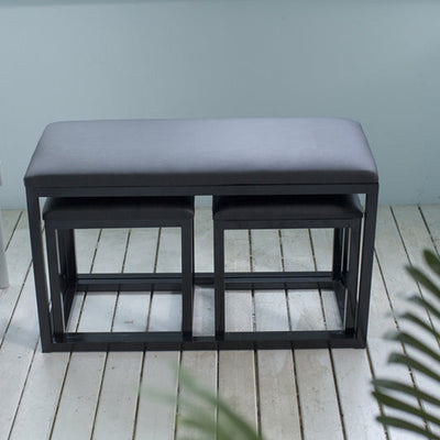 Taburete de tocador cuadrado rectangular sin respaldo de cuero minimalista moderno de hierro y esponja para dormitorio 