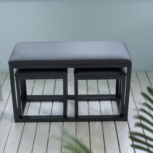 Taburete de tocador cuadrado rectangular sin respaldo de cuero minimalista moderno de hierro y esponja para dormitorio 