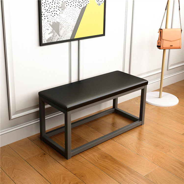 Taburete de tocador cuadrado rectangular sin respaldo de cuero minimalista moderno de hierro y esponja para dormitorio 