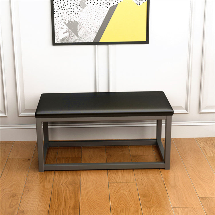 Taburete de tocador cuadrado rectangular sin respaldo de cuero minimalista moderno de hierro y esponja para dormitorio 