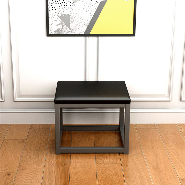 Taburete de tocador cuadrado rectangular sin respaldo de cuero minimalista moderno de hierro y esponja para dormitorio 