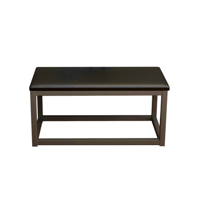 Taburete de tocador cuadrado rectangular sin respaldo de cuero minimalista moderno de hierro y esponja para dormitorio 