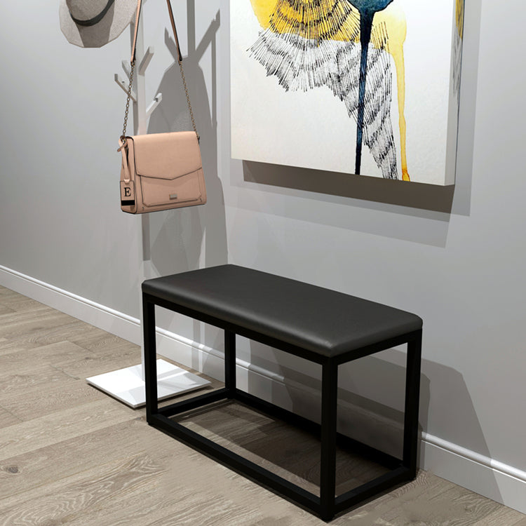 Taburete de tocador cuadrado rectangular sin respaldo de cuero minimalista moderno de hierro y esponja para dormitorio 