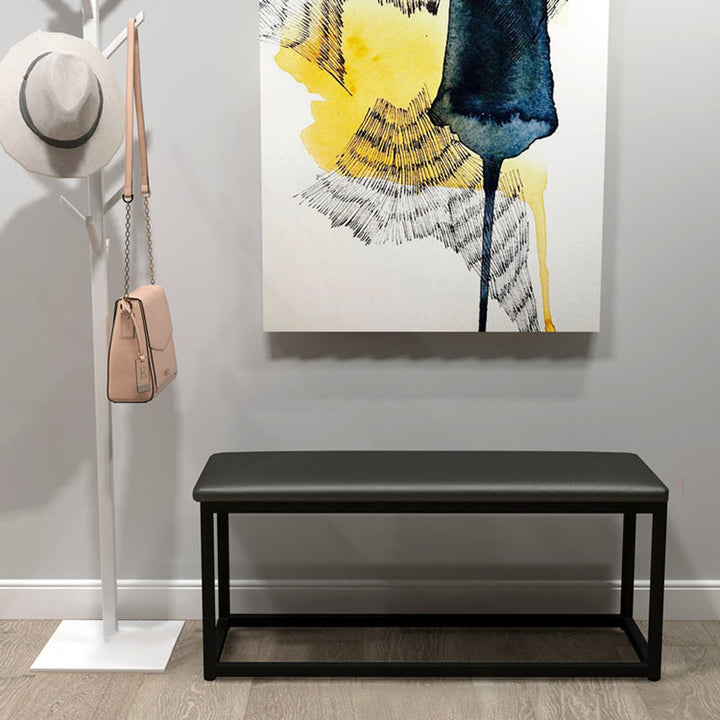 Modern Minimalist PU Leather Iron Sponge Square Rectangular Vanity Stool Backless For Bedroom