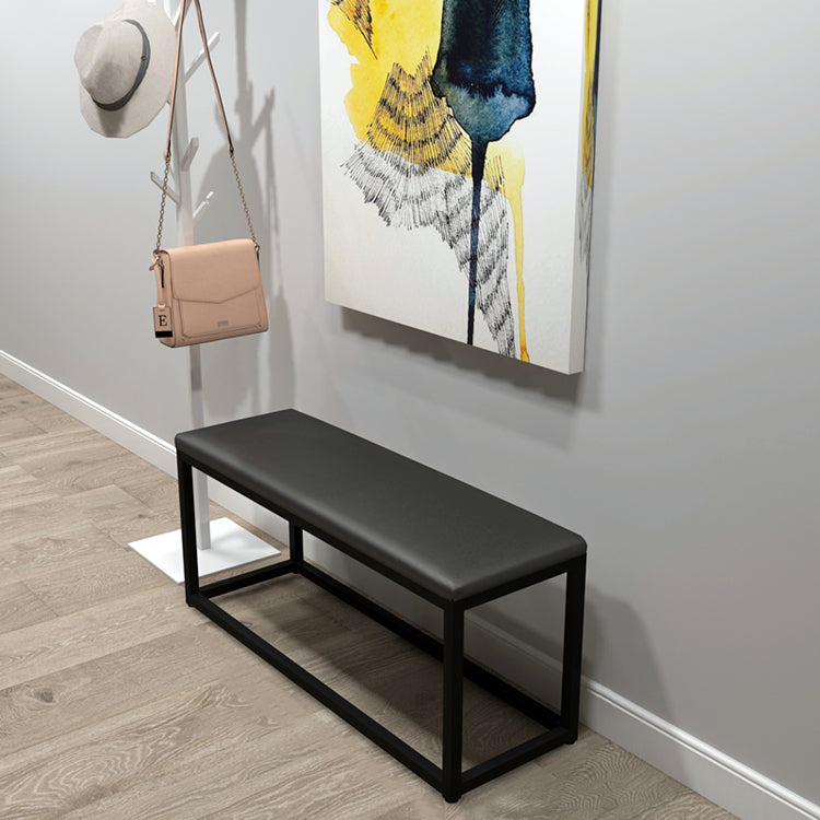 Taburete de tocador cuadrado rectangular sin respaldo de cuero minimalista moderno de hierro y esponja para dormitorio 