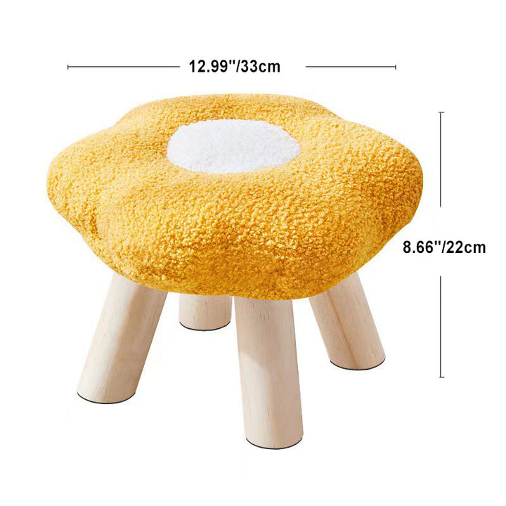 Tabouret bas contemporain en bois, laine d&