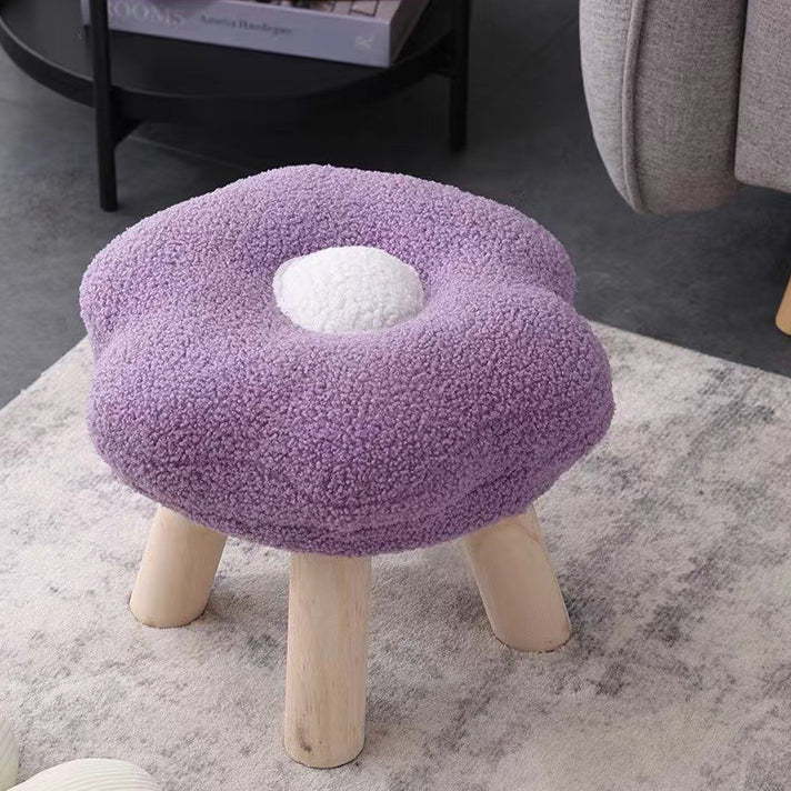 Tabouret bas contemporain en bois, laine d&