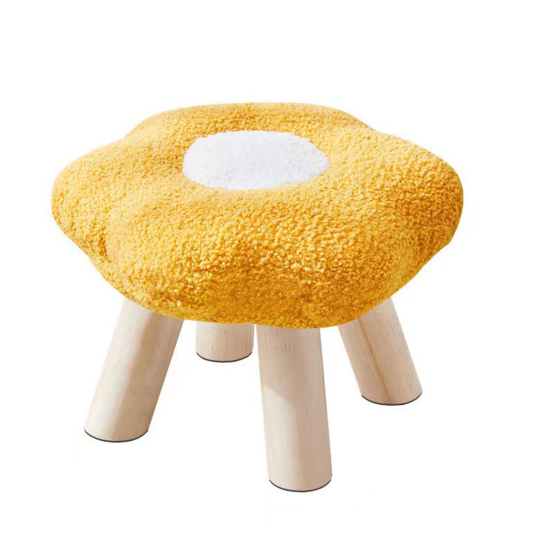 Tabouret bas contemporain en bois, laine d&