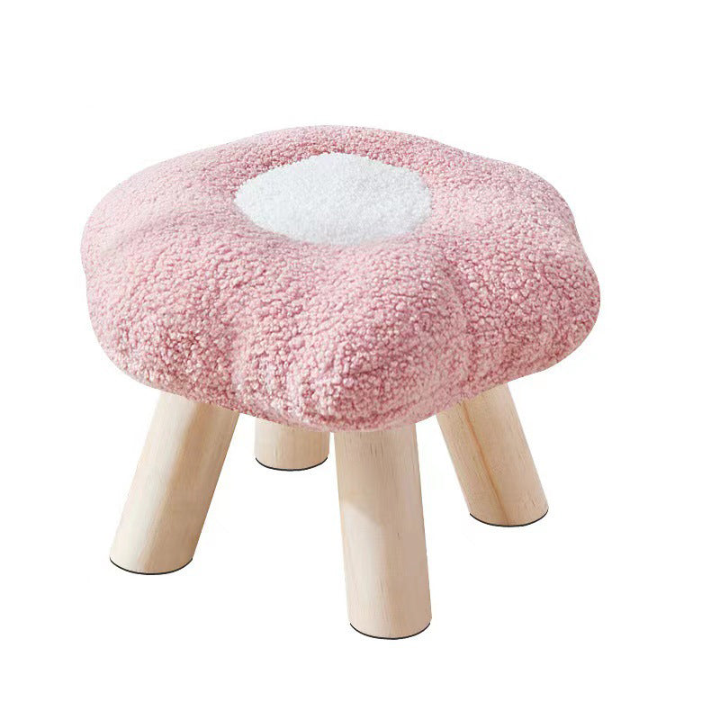 Tabouret bas contemporain en bois, laine d&